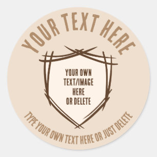 Pegatina Redonda El escudo de Knight. Escudo de armas Tarjeta de se