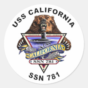Pegatina Redonda El escudo de la nave de USS California SSN 781