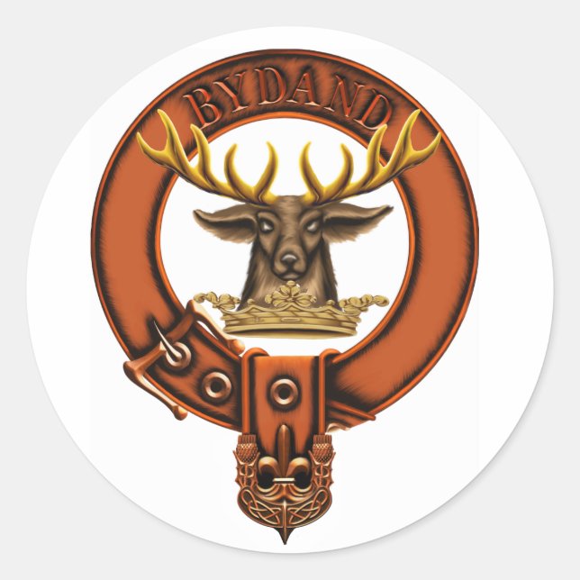 Pegatina Redonda El escudo familiar Clan Gordon Coat de Armas/Clan (Anverso)