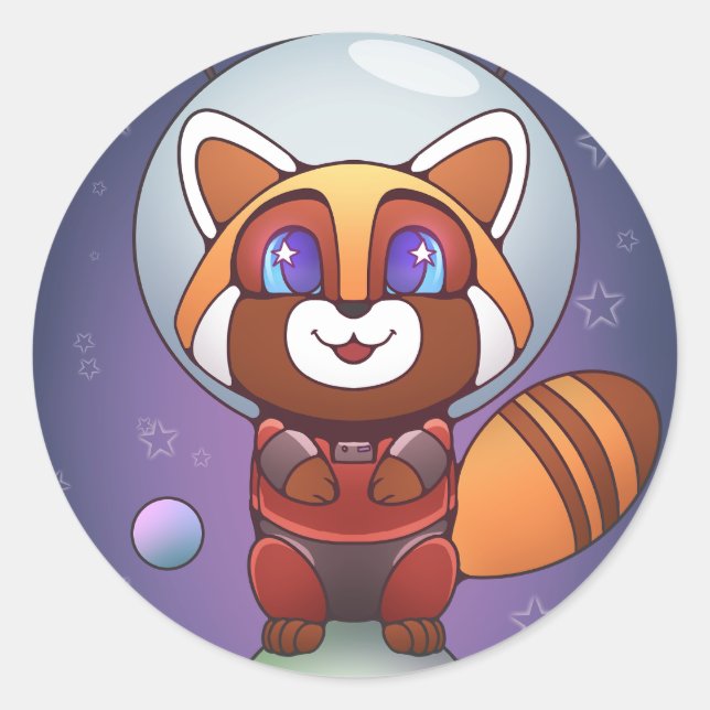 Pegatina Redonda ¡El espacio Panda Chippy! (Anverso)