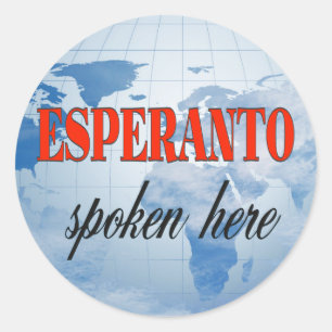 Pegatina Redonda El esperanto habla aquí tierra nublada