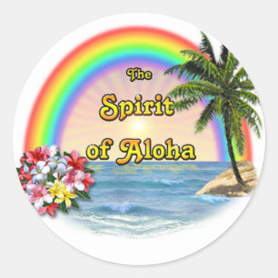 Pegatina Redonda El espíritu de Aloha