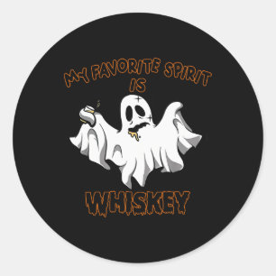 Pegatina Redonda El Espíritu Favorito Es Whiskey Boo Groovy Ghost F