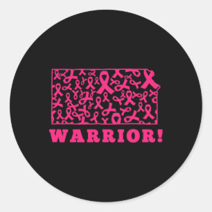 Pegatina Redonda El estado de la cinta rosa Kansas Ks la lucha cont