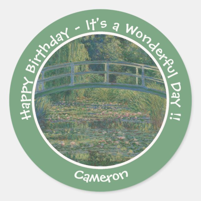 Pegatina Redonda El estanque de lirio de agua de Monet y los Fiesta (Anverso)