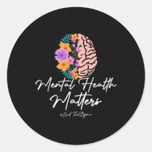 Pegatina Redonda El estigma, los problemas de salud mental y la con