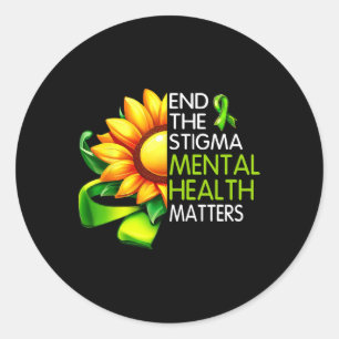 Pegatina Redonda El estigma, los problemas de salud mental y la con