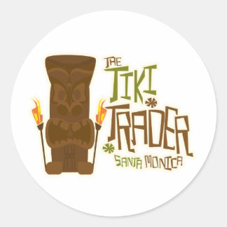 Pegatina Redonda El estilo básico del comerciante de tiki