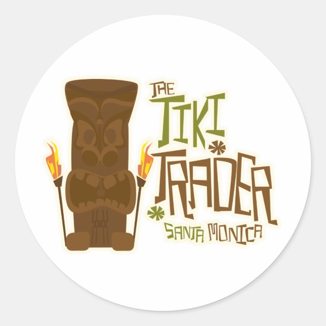 Pegatina Redonda El estilo básico del comerciante de tiki (Anverso)
