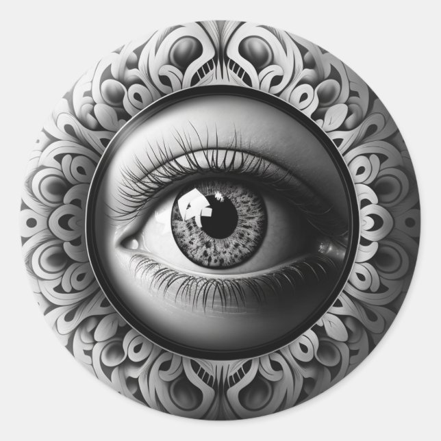 Pegatina Redonda El estilo de Eye Fornasetti (Anverso)