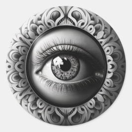 Pegatina Redonda El estilo de Eye Fornasetti