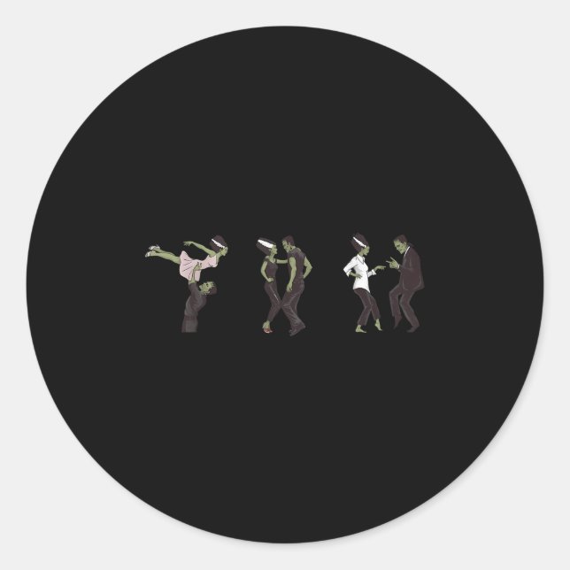 Pegatina Redonda El Famoso Monstruo Retro Frankenstein Y El Baile D (Anverso)