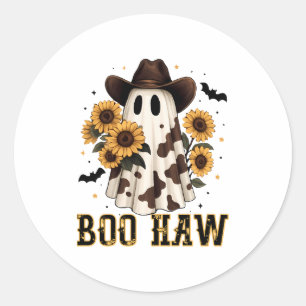 Pegatina Redonda El fantasma Boo Haw, fantasma de la vaca occidenta