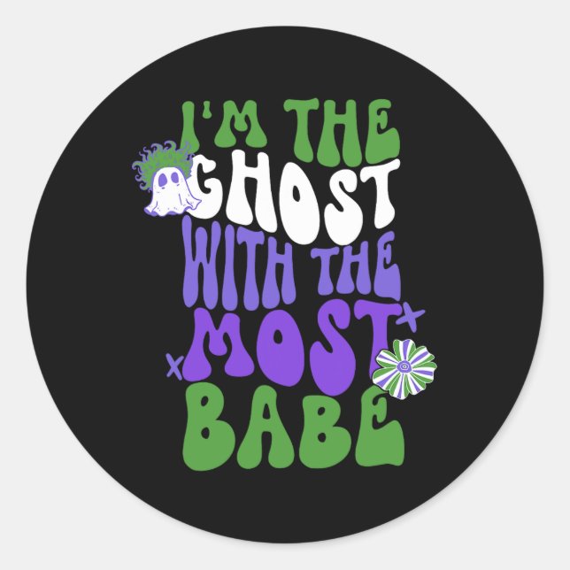 Pegatina Redonda El Fantasma Con La Apelación Más Babes (Anverso)