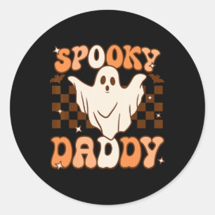 Pegatina Redonda El fantasma de Halloween retro Groovy espantó a pa