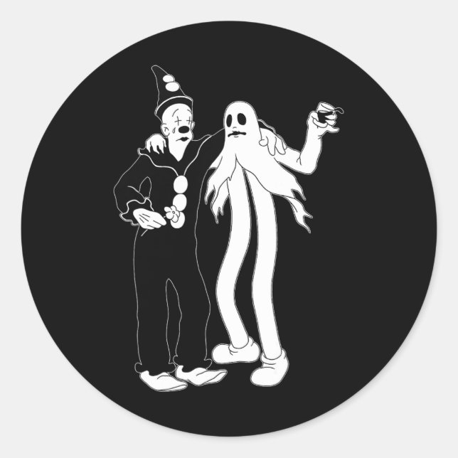 Pegatina Redonda El fantasma del payaso (Anverso)