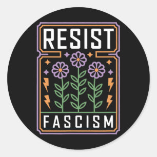 Pegatina Redonda El fascismo resistente protesta contra Trump 1