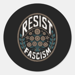 Pegatina Redonda El fascismo resistente protesta contra Trump 1