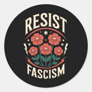 Pegatina Redonda El fascismo resistente protesta contra Trump 4