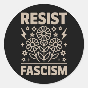 Pegatina Redonda El fascismo resistente protesta contra Trump 7