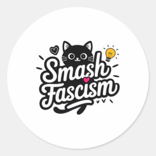 Pegatina Redonda El fascismo sacudido resiste el fascismo femenino