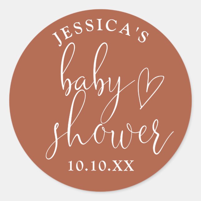 Pegatina Redonda El favor de Baby Shower neutral de género de Boho  (Anverso)