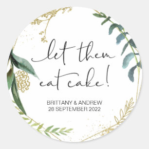 Pegatina Redonda El Favor De La Boda De Pastel Los Deja Comer Una C