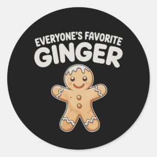 Pegatina Redonda El favorito de todos Ginger Pan de Jengibre Navida
