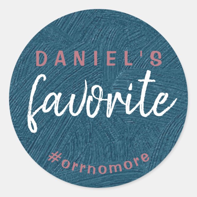 Pegatina Redonda El favorito Rosa de oro azul de Groom personalizad (Anverso)