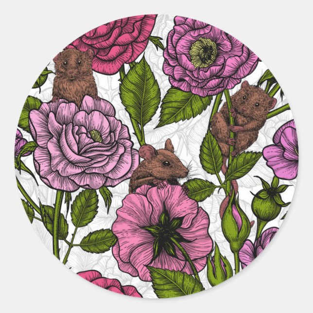 Pegatina Redonda El fiesta de ratones (Anverso)