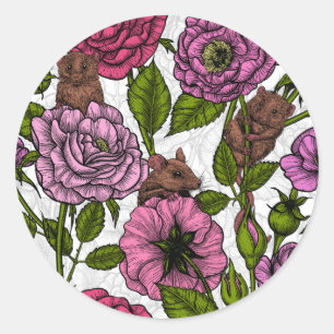 Pegatina Redonda El fiesta de ratones