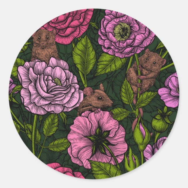 Pegatina Redonda El fiesta de ratones (Anverso)