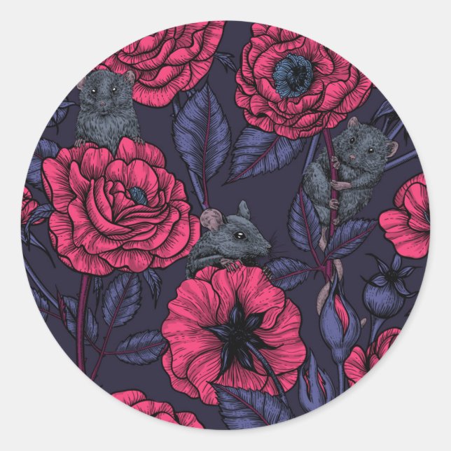 Pegatina Redonda El fiesta de ratones (Anverso)