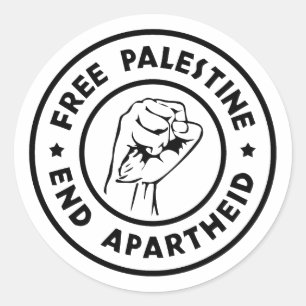 Pegatina Redonda El fin del Apartheid en Palestina Libre
