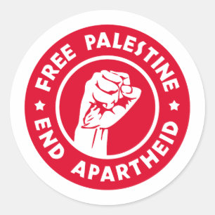Pegatina Redonda El fin del Apartheid en Palestina Libre