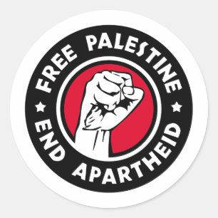 Pegatina Redonda El fin del Apartheid en Palestina Libre