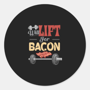 Pegatina Redonda El Fitness Se Levantará Para Bacon Bodybuilder Fun