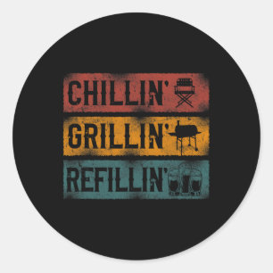 Pegatina Redonda El fumador paro Chillin' Grillin' Refillin'