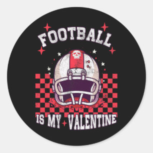 Pegatina Redonda El fútbol americano es mi niño de San Valentín