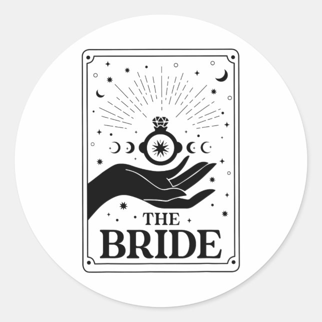 Pegatina Redonda El futuro de la novia Sra. Tarot Gothic Bridal Par (Anverso)
