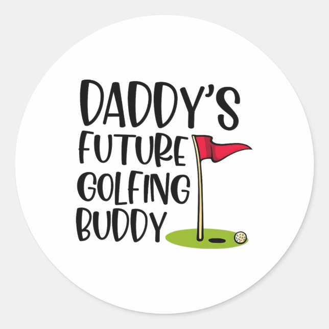 Pegatina Redonda El futuro de papi para jugar golf 1 (Anverso)