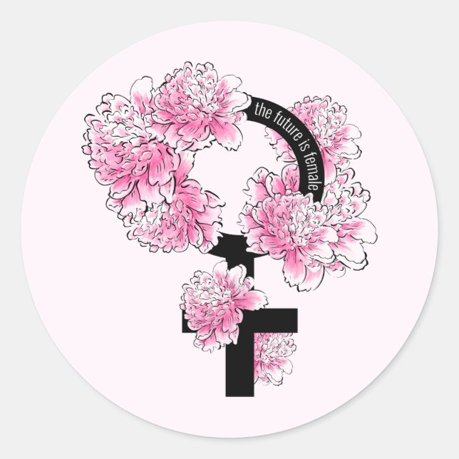 Pegatina Redonda El futuro es femenino (Anverso)