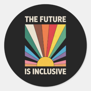Pegatina Redonda El futuro es inclusivo el arcoiris del orgullo LGB