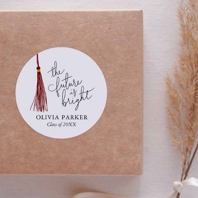 Pegatina Redonda El Futuro Es La Brillante Graduación De Maroon Tas (Subido por el creador)