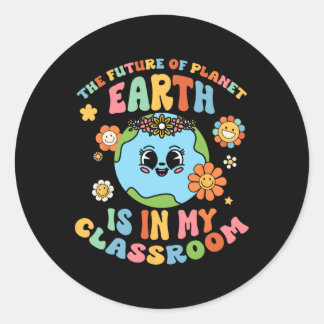 Pegatina Redonda El Futuro Planeta Tierra En Mi Salón Groovy Orgull