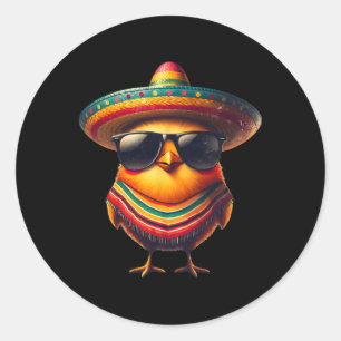Pegatina Redonda El gallo mexicano Cinco De Mayo Lover Funny