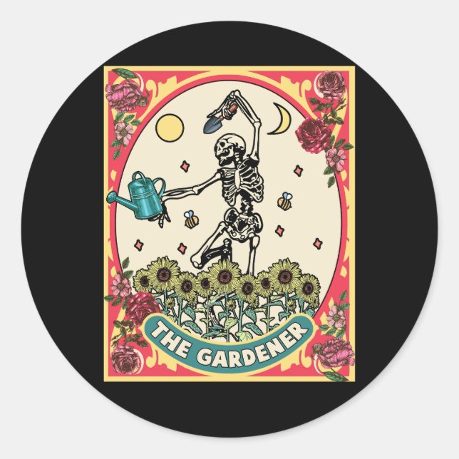 Pegatina Redonda El Gardener Tarot Card Gardening Planting P (Anverso)