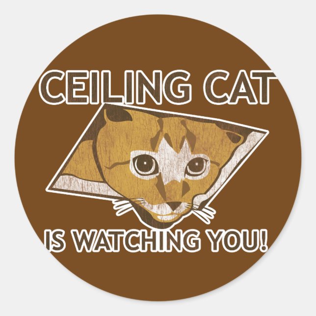 Pegatina Redonda ¡El gato celoso te está vigilando! (Anverso)