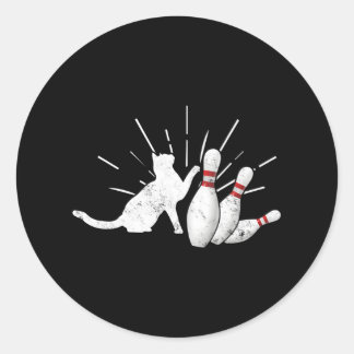 Pegatina Redonda El gato de Alley Tipping Pins divertido Bowling