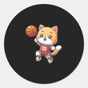 Pegatina Redonda El gato de baloncesto n° 33 se levanta